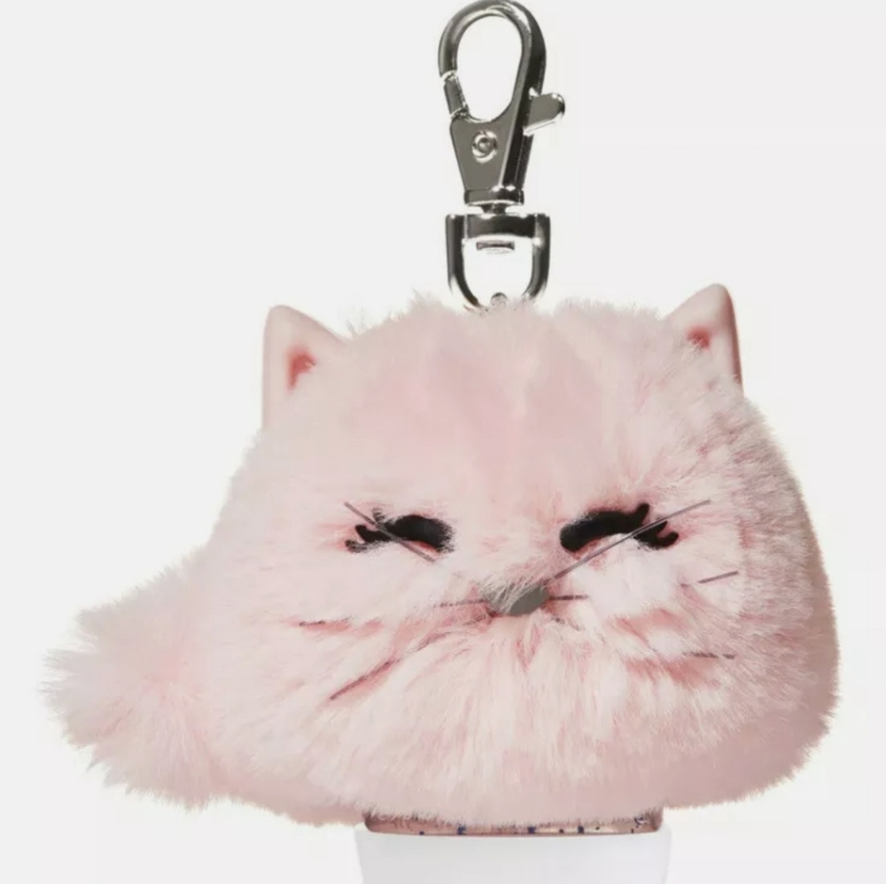 NWT Pink Cat Pom NEW holder Pocketbak Bath & Body Works